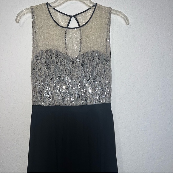 ERIN by Erin Fetherston lace sequined sleeveless maxi black dress - Picture 2 of 6